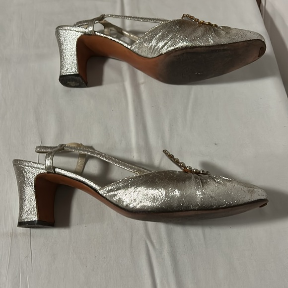 Vintage Delman silver slingback heels 8s - Picture 5 of 6
